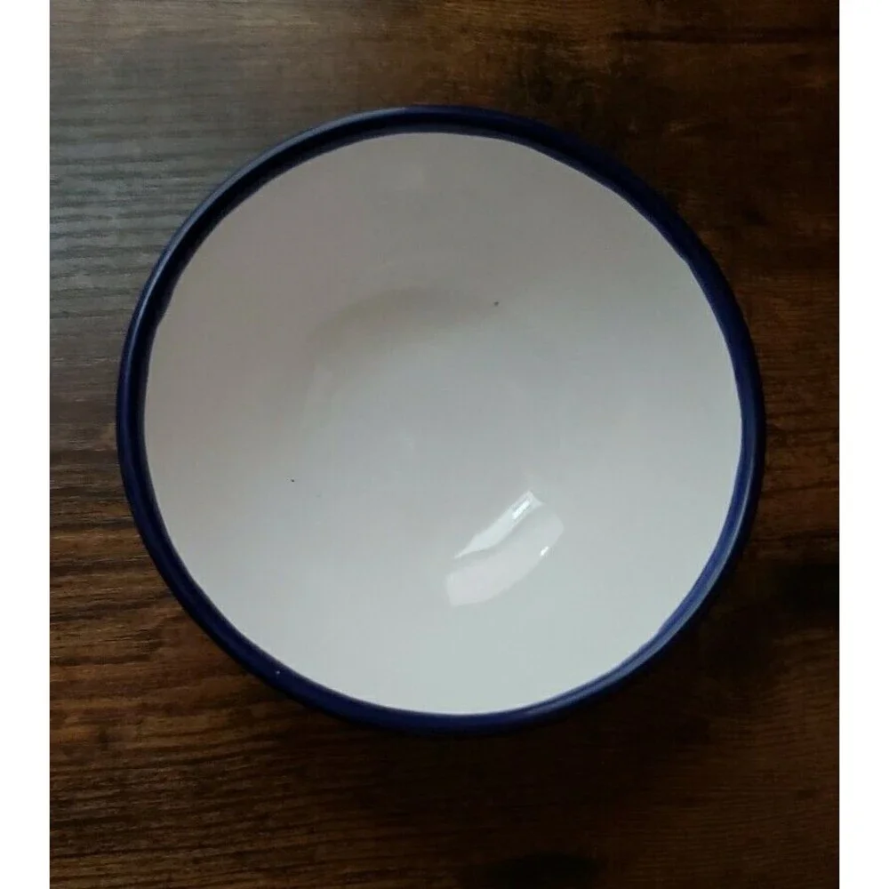 Blue White Bowl Painted Fish Made in Tunisia Mediterranean Soup Rice Cereal